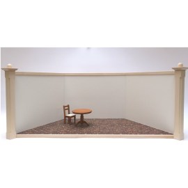 Puppenzimmer, groß, weiss tapeziert, Puppenstube im Maßstab 1zu12